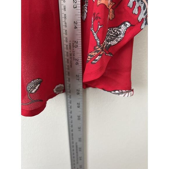 BB DAKOTA Top Womens Small Laura Floral Print High Low Red Halter Tie Flowy Boho - Picture 6 of 8